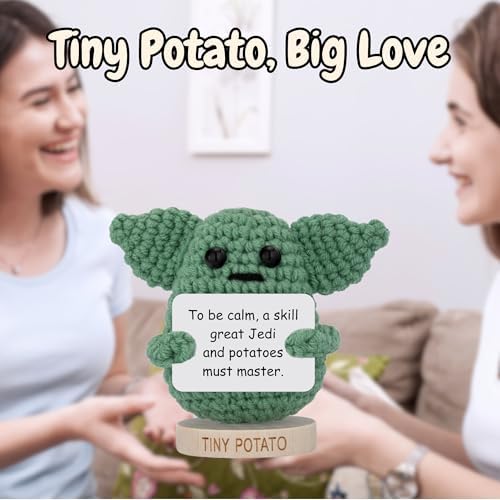 Handmade Baby Yoda Crochet Doll with 30 Affirmations