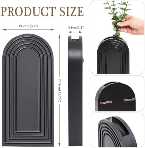 2 Pack Wooden Wall Vase Set - Brown Modern Decor
