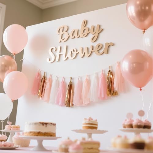 Rose Gold Peach White Pink Tassel Garland Set 20 Pack