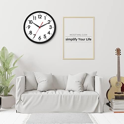AKCISOT 10 Inch Silent Wall Clock - Analog Black