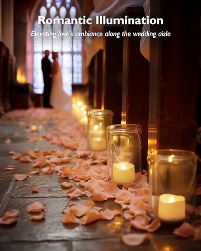Homemory 48-Pack Flickering Flameless LED Tea Lights for Wedding Party
