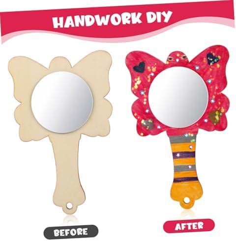 Veemoon Small Wooden Mirror Craft Decor Kit