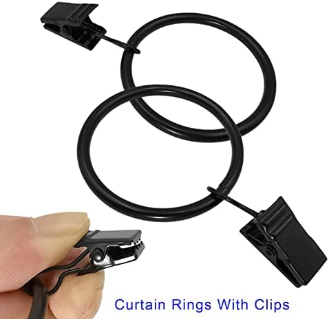 20 Pack Black Metal Curtain Clips with Rings