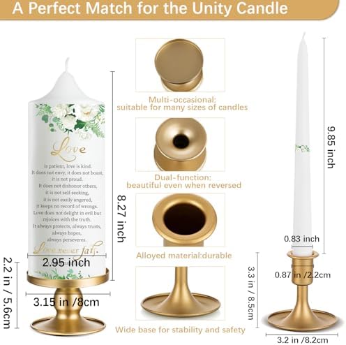 Extrogif Unity Wedding Candles with Gold Holders 1