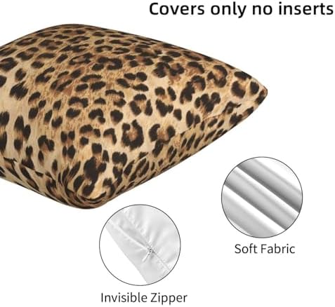 Tebjh Leopard Print Pillow Covers Set of 2 18x18 Inches