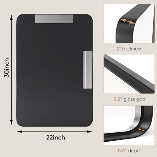 DUMOS 30x22 Inch Matte Bathroom Vanity Mirror with Black Metal Frame