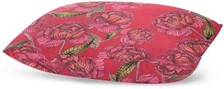 Susiyo Red Peonies Throw Pillow Covers with Hidden Zipper