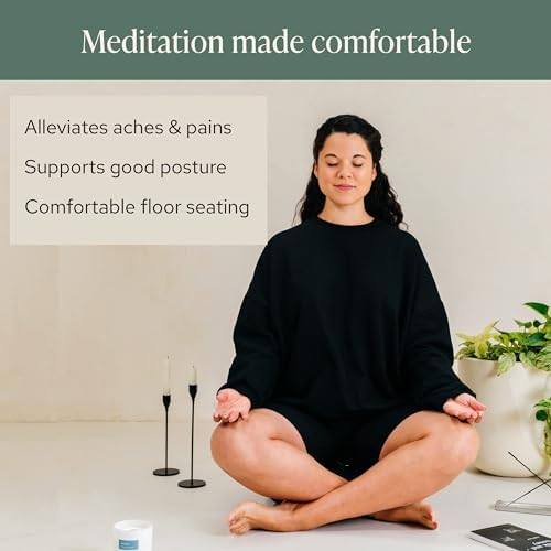 Mindful Modern Large Meditation Cushion with Buckwheat Fill and Cotton Cover
