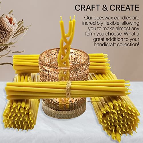 45 Pack Pure Beeswax Taper Candles with Honey Scent