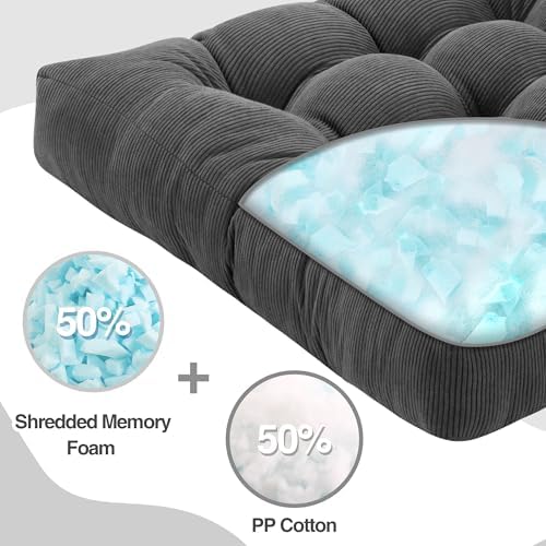 PAROLL Floor Pillow Cushions Set of 2 Dark Grey