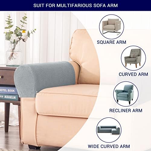 SUBRTEX Armchair Stretch Armrest Covers 2pcs Light Grey