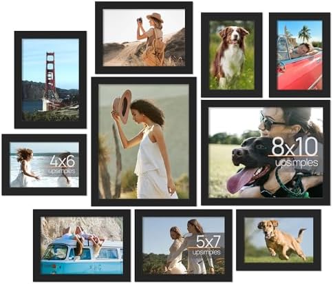 upsimples 10 Pack Picture Frames Collage Set - Black