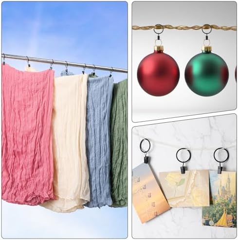 BOOMIBOO 36 Pack Curtain Rings with Clips 1