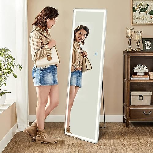 Sweetcrispy 64x21 LED Lighted Floor Mirror with Stand