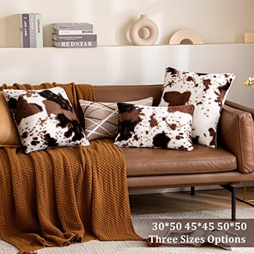 Woaboy 2 Pack Luxury Faux Fur Throw Pillow Covers 18x18 Inch Brindle Design
