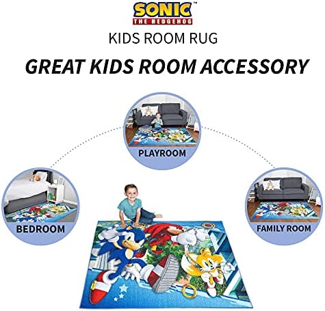 Franco Kids Room Non Slip Area Rug with Sonic The Hedgehog Design