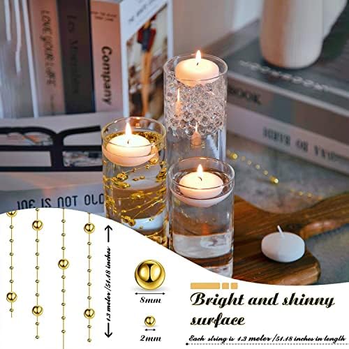 UDU 12 Piece Glass Vase Set with Floating Candles and Pearl String
