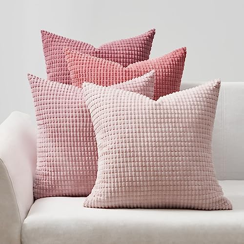 Topfinel Fluffy Corduroy Throw Pillow Covers Set of 4 1