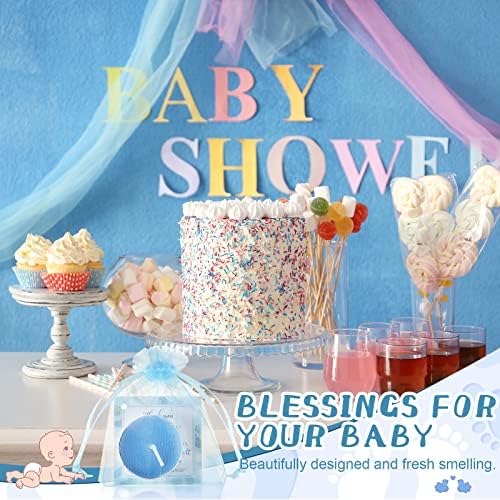 50 Sets Baby Shower Favors with Tealights Cards and Bags Blue
