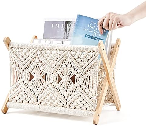 Mkono Macrame Magazine Rack Boho Storage Holder
