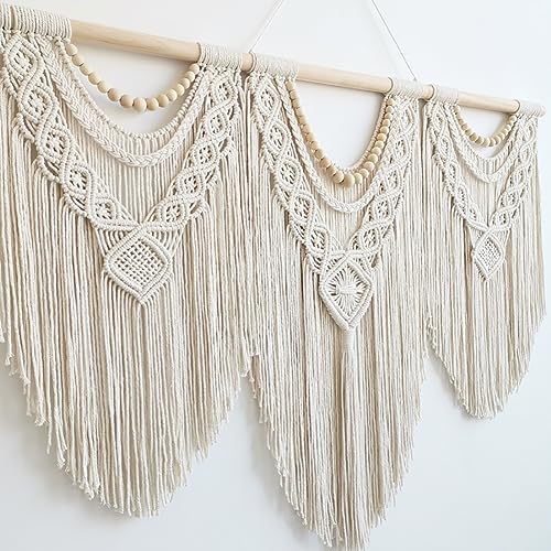 Achart Macrame Wall Hanging Boho Decor with Wooden Bead