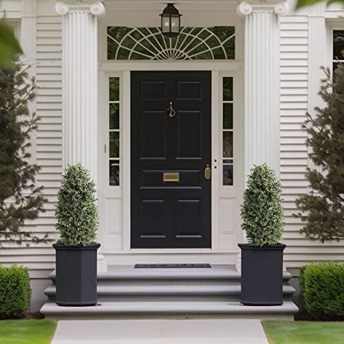 Artificial Topiary Boxwood Tree 2 Pack Faux Plants 35 Inch Set