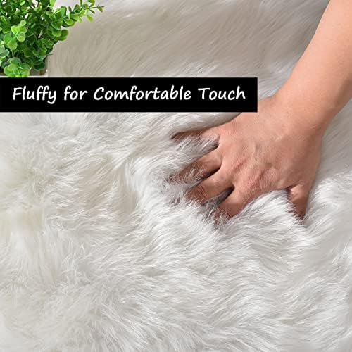 Goolela Faux Fur Rug Throw White 24x36 Inch