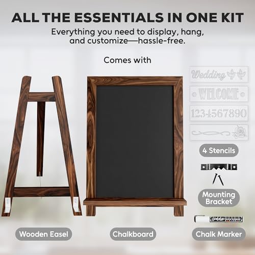Rustic Wood Chalkboard Easel with Holder