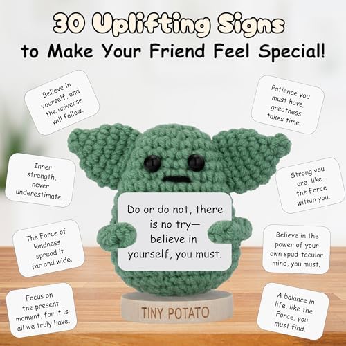 Handmade Baby Yoda Crochet Doll with 30 Affirmations