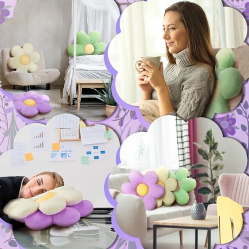 Sratte 3 Pcs Flower Shaped Throw Pillows