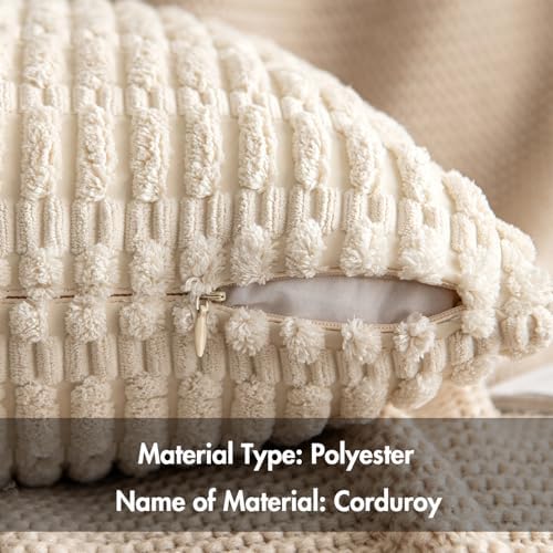 MIULEE 2-Pack 18x18 Inch Corduroy Throw Pillow Covers