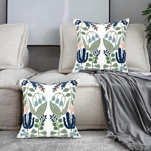 Alysheer Floral Embroidered Throw Pillow Covers Set of 2