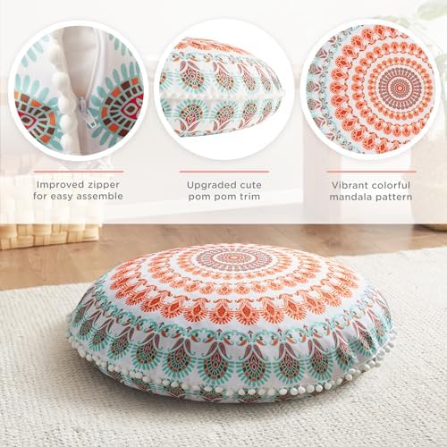 Codi Meditation Floor Pillow 32 Inch Memory Foam Mandala Cushion