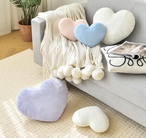 Petrella Heart Throw Pillow Fuzzy Cozy Decorative Pillow