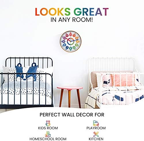 OysterPop Learning Clock for Kids - 10 Inch Wall Clock
