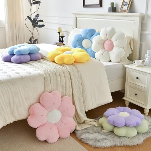 Cute Daisy Flower Pillow Decorative Throw 15 Inches