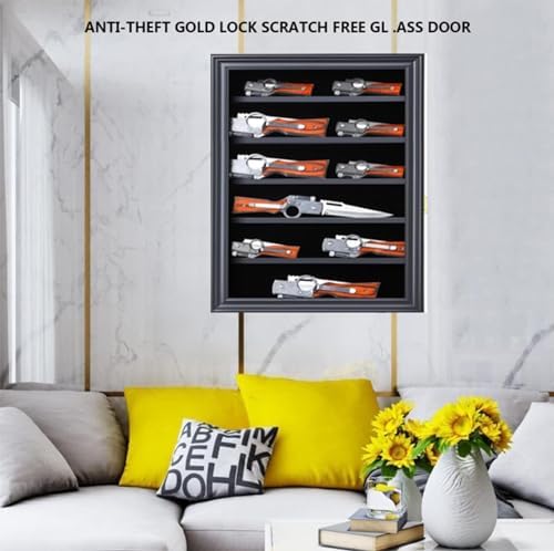 JIANGPAI Military Knife Shadow Box with Acrylic Lockable Display Case