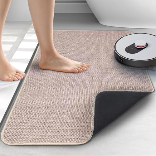HOMTEB Ultra Thin Bath Rug Set - 17x27 Non-Slip Quick Dry