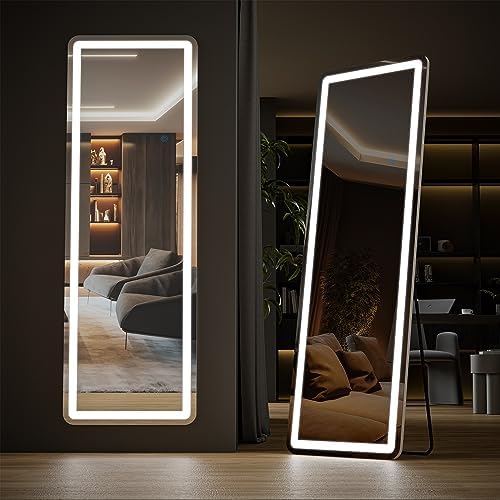 Sweetcrispy 64x21 LED Lighted Floor Mirror with Stand