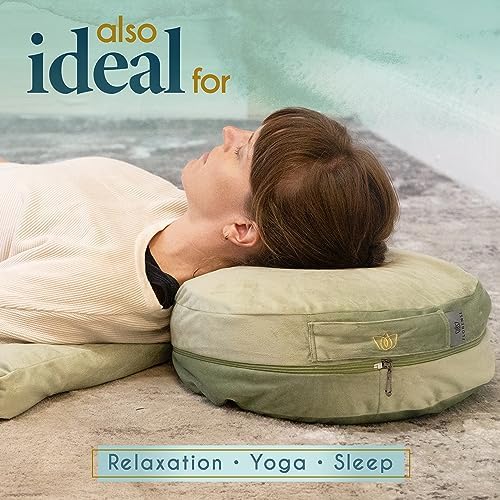 Florensi Meditation Cushion - Velvet Zafu with Buckwheat Fill