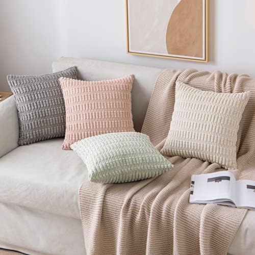 MIULEE 2-Pack 18x18 Inch Corduroy Throw Pillow Covers