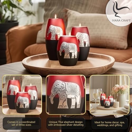 IYARA CRAFT 3 Wooden Candle Holders Set