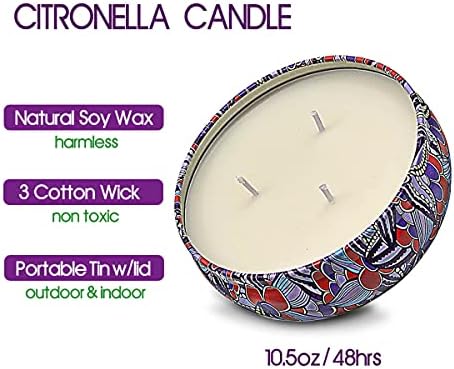 HITHYS Citronella Candles 3-Pack Travel Tin Soy Wax