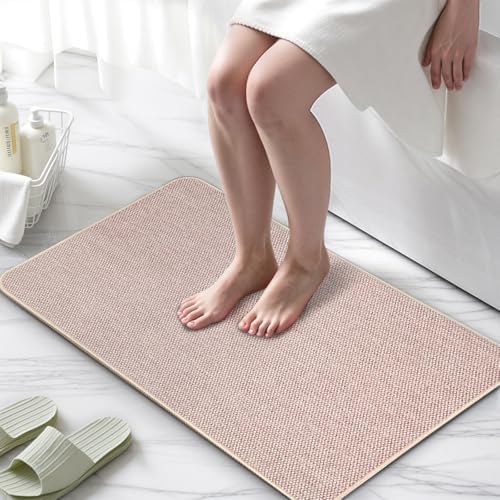 HOMTEB Ultra Thin Bath Rug Set - 17x27 Non-Slip Quick Dry