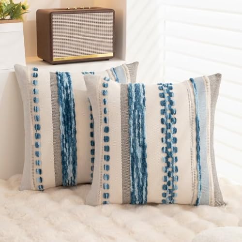 WANLIRD Boho Striped Throw Pillow Covers Set of 2