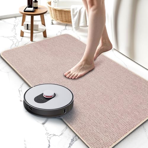 HOMTEB Ultra Thin Bath Rug Set - 17x27 Non-Slip Quick Dry