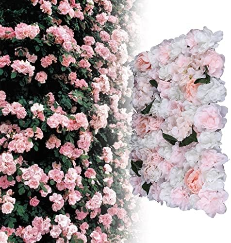 Wedding Party Flower Wall Panel 6 Pcs Light Pink Artificial Floral Backdrop
