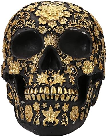 CUZOKOLA Gold Skull Decor - Resin Halloween Head Sculpture