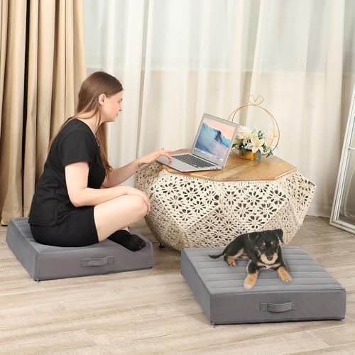 LOVMOC 22 Inches Meditation Floor Pillow Grey