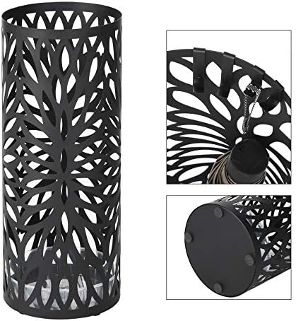 SONGMICS Steel Round Umbrella Stand with 4 Hooks and Drip Tray